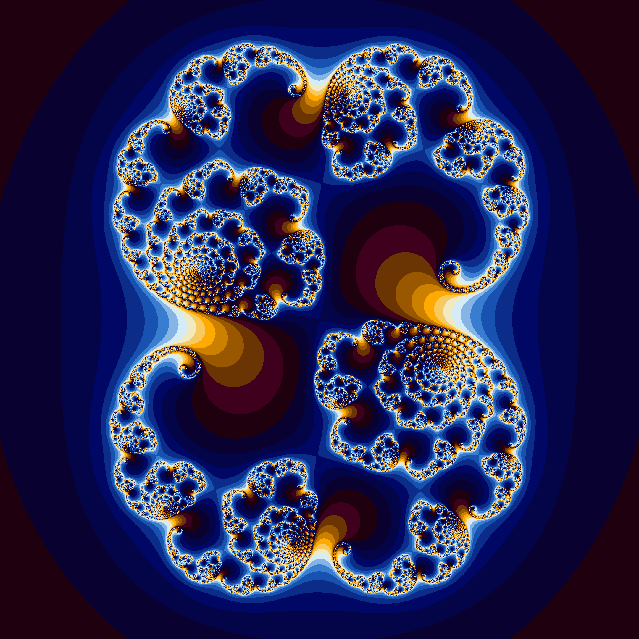 A coloured render of the Julia set for c = 0.285 + 0.01i